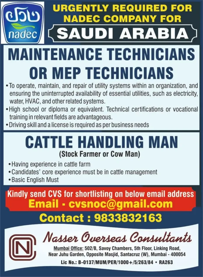 Maintenance Technician Jobs in Saudi Arabia