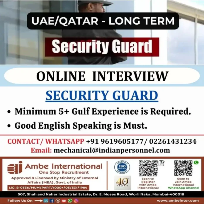 Security Guard Jobs in UAE and Qatar