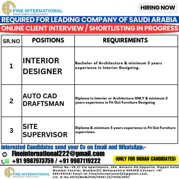 Interior Designer Jobs in Saudi Arabia