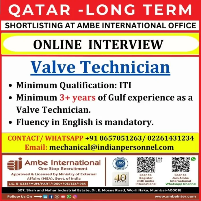 Valve Technician Jobs in Qatar