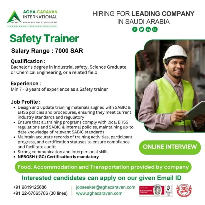 Safety Trainer Jobs in Saudi Arabia