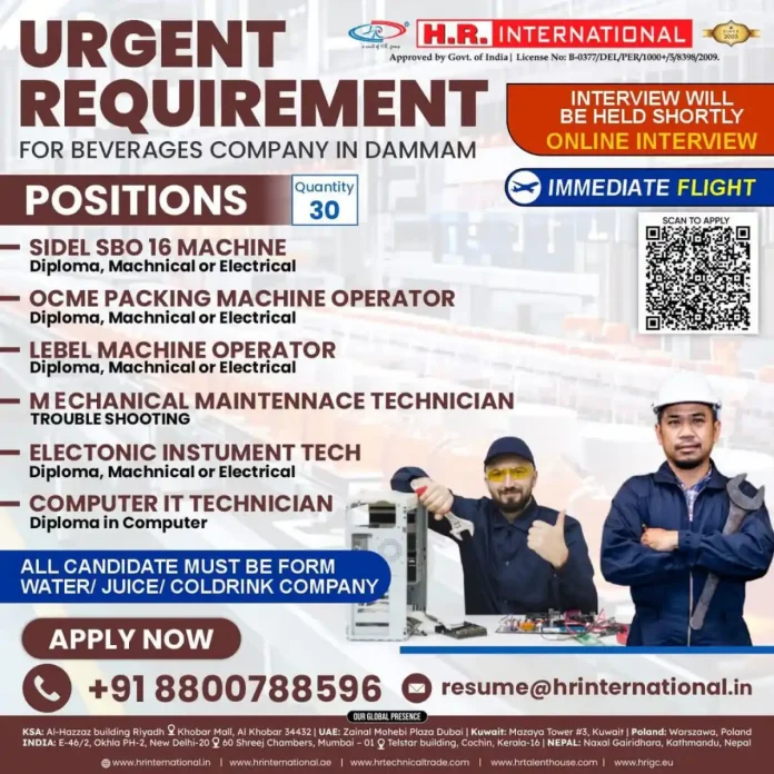 Packing Machine Operator Vacancy Saudi Arabia