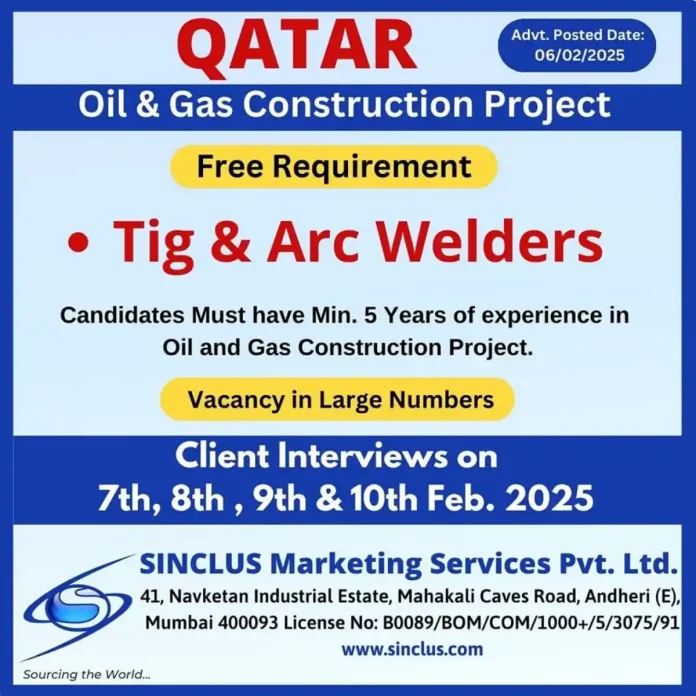 Tig and Arc Welder Jobs in Qatar