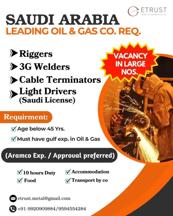 Hiring for Riggers, Welders, Cable Terminators, and Light Drivers